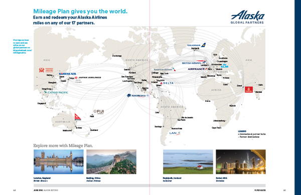 Alaska Airlines magazine global routes map